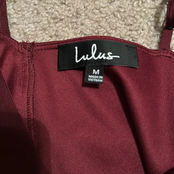 Lulu’s Time Of Your Life Asymmetrical Mini Burgundy One Shoulder Dress - Picture 5 of 5